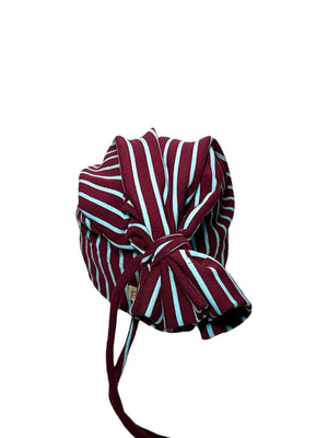 Burgundy/ Sky Blue Vertical Stripes