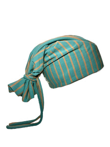 Teal Green/ Khaki Vertical Stripes