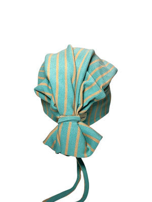 Teal Green/ Khaki Vertical Stripes